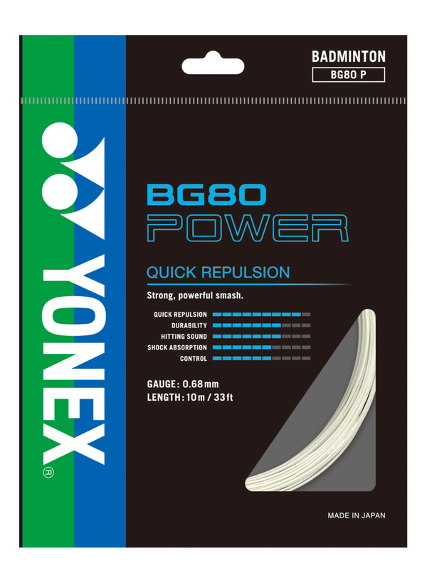 BADMINTON STRINGS BG80PWR WHITE